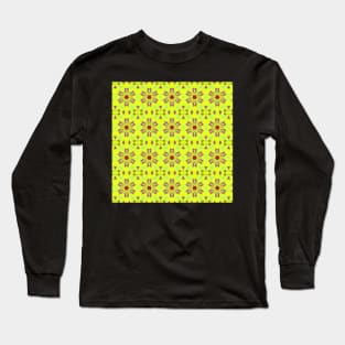 Yellow Background Flowers Pattern Long Sleeve T-Shirt